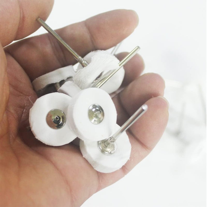 Luo ke 20 Pcs Little Buffing Wheel, 1/8 Inch Cloth Polishing Wheel for Rotary Tools Includes Dremel (White) - Image 4