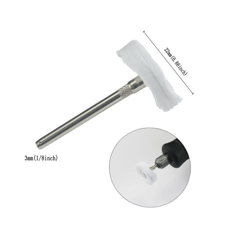 Luo ke 20 Pcs Little Buffing Wheel, 1/8 Inch Cloth Polishing Wheel for Rotary Tools Includes Dremel (White) - Image 2