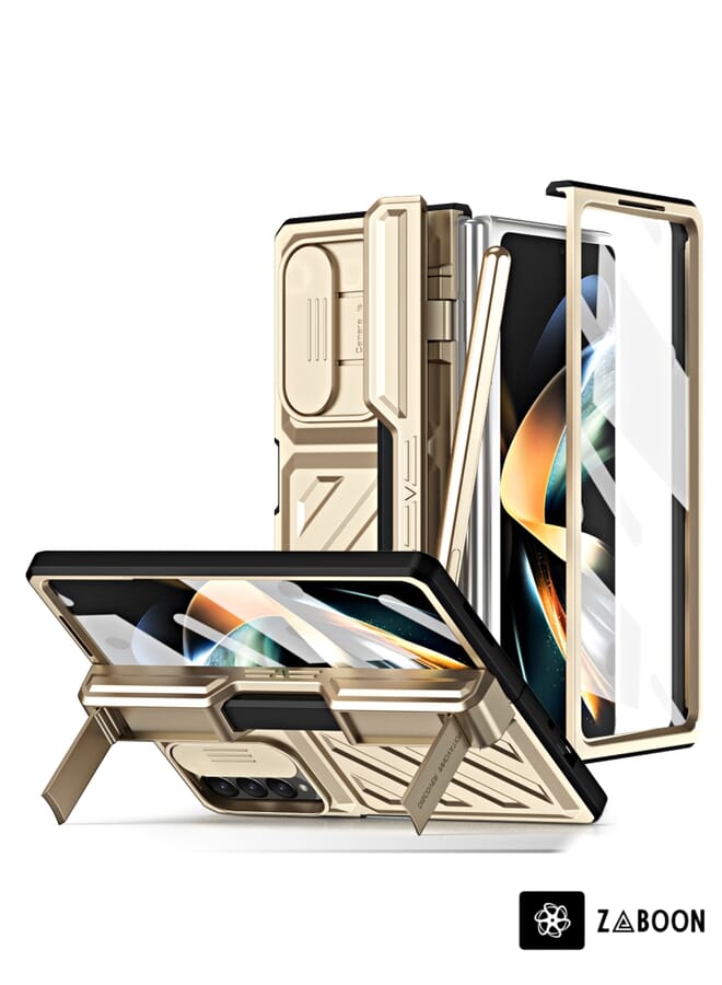Zaboon Protective Case Cover For Samsung Galaxy Z Fold4 TPU + PC Integrated All-inclusive Shockproof  with Pen - Image 1