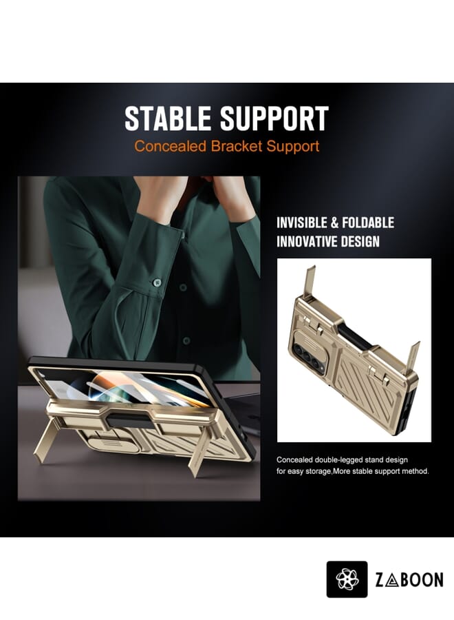 Zaboon Protective Case Cover For Samsung Galaxy Z Fold4 TPU + PC Integrated All-inclusive Shockproof  with Pen - Image 2