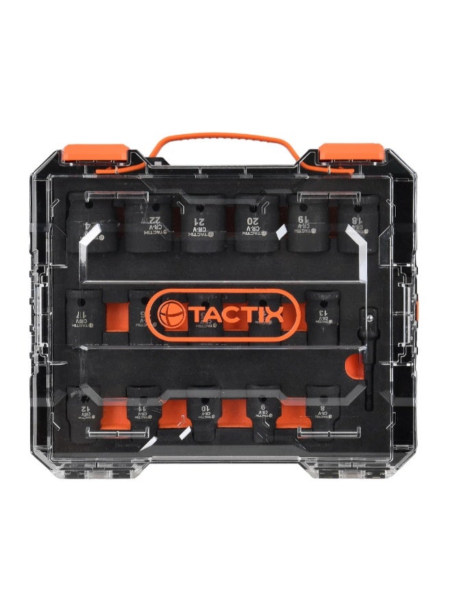 Tactix 17-Piece Durable and Sturdy Impact Socket Set Black 3.81 cm 368152