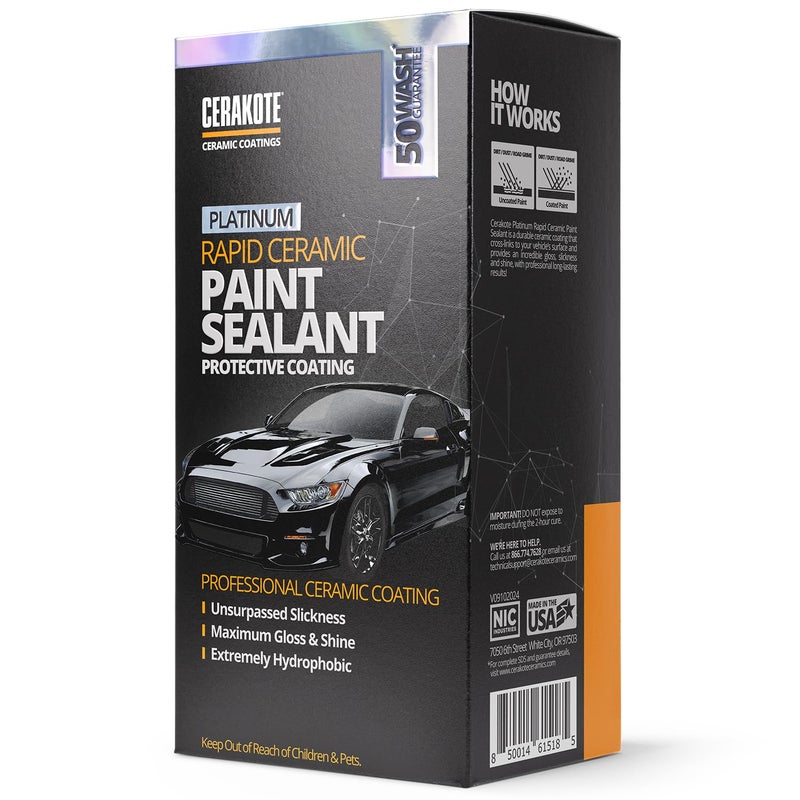 CERAKOTE Â® Platinum Rapid Ceramic Paint Sealant Spray - 14 oz. - 50 Wash Rating - Maximum Gloss u0026 Shine â€“ Extremely Hydrophobic â€“ Unmatched Slickness - Ceramic Spray Coating - Image 2