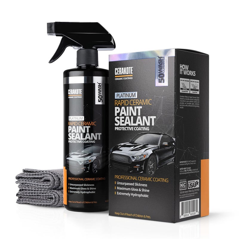 CERAKOTE Â® Platinum Rapid Ceramic Paint Sealant Spray - 14 oz. - 50 Wash Rating - Maximum Gloss u0026 Shine â€“ Extremely Hydrophobic â€“ Unmatched Slickness - Ceramic Spray Coating - Image 1