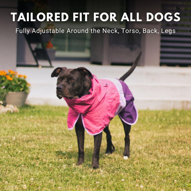 Spark Paws Dog Raincoat, Waterproof Windproof Rain Jacket, for Small Medium Large Extra Large Dogs, Reflective Breathable Full-Body Coverage Dry Suit - Pink Lilac Purple - XL - Image 4