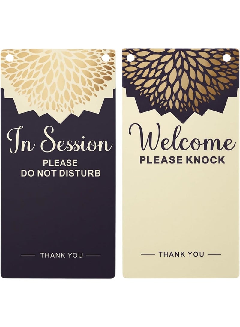 Luckam Do Not Disturb Sign, Meeting in Progress Sign for Offices, Conference Rooms, Clinics, Hotels, Studios, Durable Acrylic Rectangle Hanging Sign with Rope, 20cm x 10cm (Black/White) - Image 1