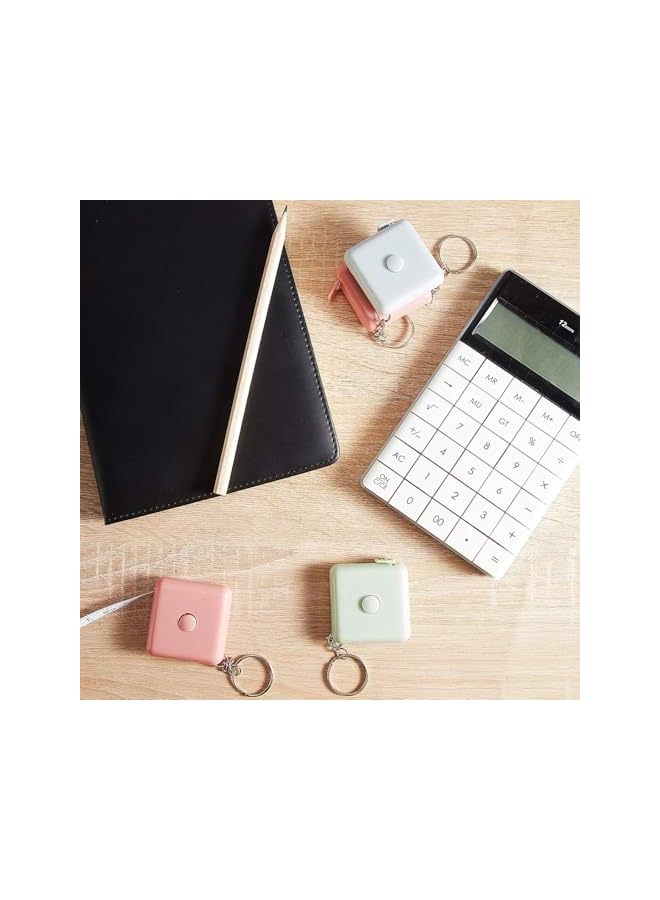 promass 6 Pcs Soft Retractable Measuring Tape, Mini Push Button Tape, Tailor Sewing Craft Tape, Measuring Tape 60 Inch, Candy Colors, Portable Soft Tape, Pink, Green, Blue, 150 cm with Keyring - Image 4