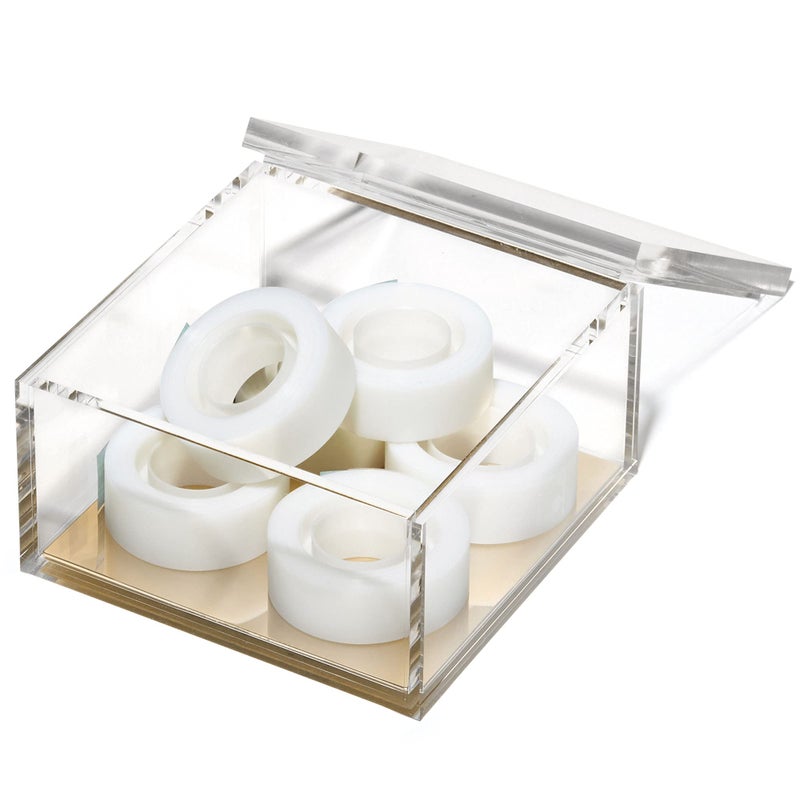 OfficeGoods Acrylic Desk Organizer wGold Base Functional Elegant Odds Ends Box for Display or Storage Perfect for Home or Office Kitchen Bathroom Vanity Curio Display Large