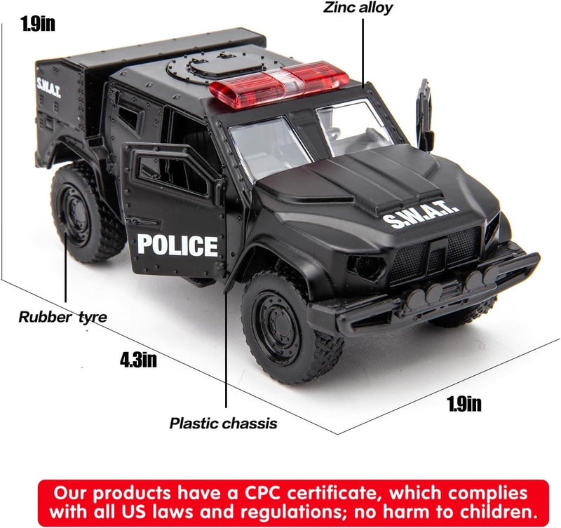 BDTCTK Balanced structure 1/36 Scale JLTV Armored Car Police Car Model, Zinc Alloy Die-Cast Pull Back Vehicles Kid Toys for Boy Girl Gift (Black), 654412P Global standard quality - Image 2