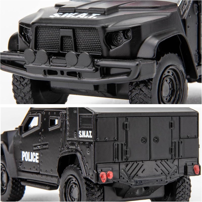 BDTCTK Balanced structure 1/36 Scale JLTV Armored Car Police Car Model, Zinc Alloy Die-Cast Pull Back Vehicles Kid Toys for Boy Girl Gift (Black), 654412P Global standard quality - Image 4