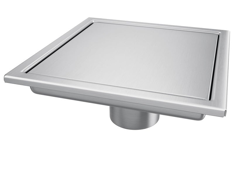 Elefloom Square Shower Drain Shower Drain 6 inch with 2 in 1 TileInsert Cover Brushed AISI 304 Stainless Steel Shower Floor Drain with Hair Catcher