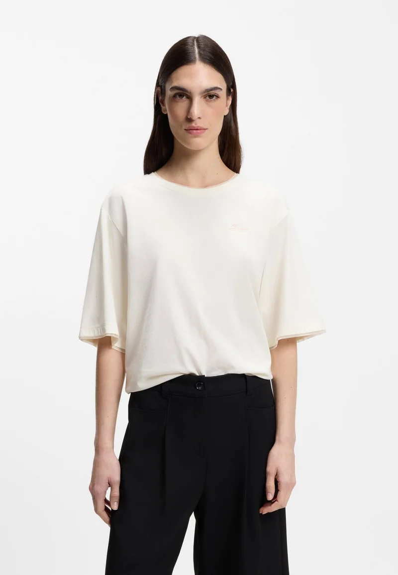 BOSS Relaxed-fit T-shirt in cotton with mesh trims