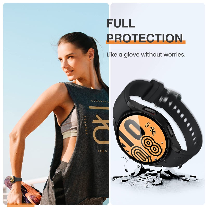 Tensea [2Pack for Samsung Galaxy Watch FE 2024/5 2022/4 2021 Screen Protector Case 40mm Accessories, Protective Face Cover Built-in Tempered Glass Film Bumper Case (40mm, Matte Black) - Image 3