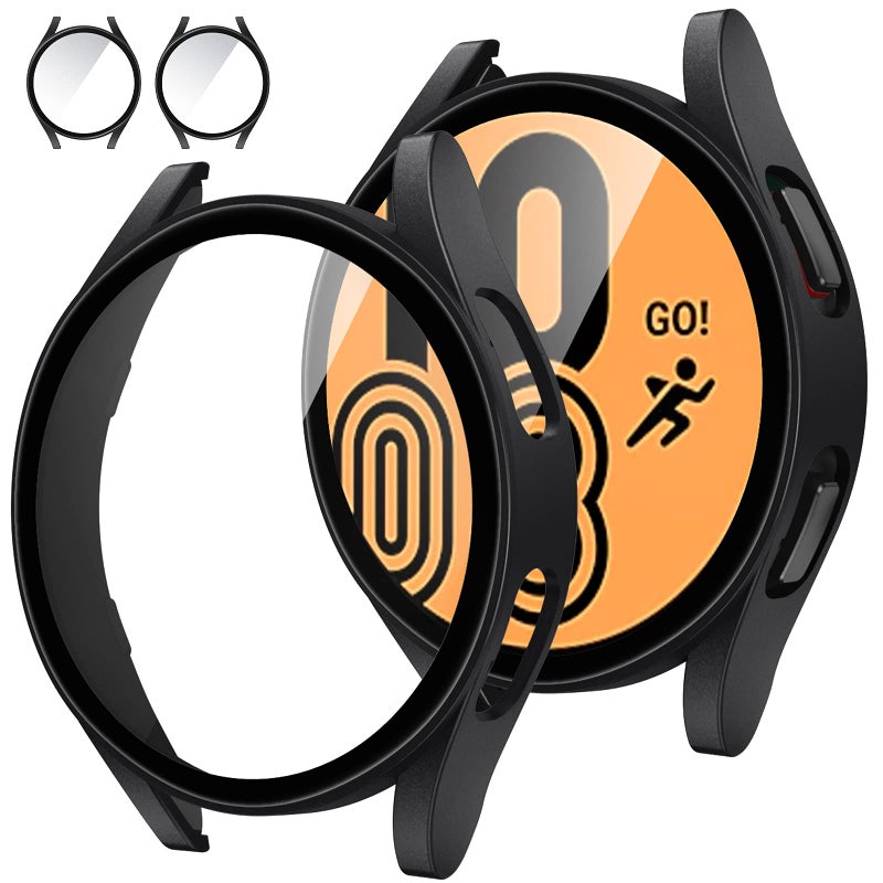 Tensea [2Pack for Samsung Galaxy Watch FE 2024/5 2022/4 2021 Screen Protector Case 40mm Accessories, Protective Face Cover Built-in Tempered Glass Film Bumper Case (40mm, Matte Black) - Image 1