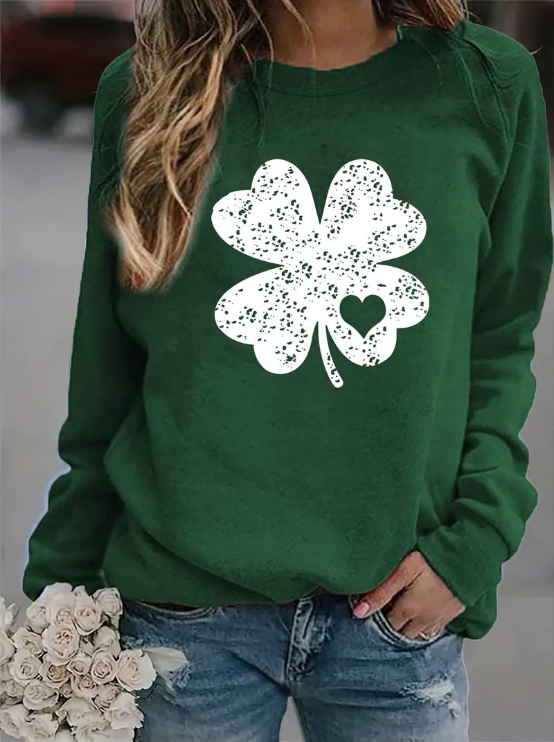 KKG Womens St Patricks Day Sweatshirt Irish Long Sleeve Crew Neck Clover Shirt Cute Outfit Shamrock Saint Patricks Sweater Pullover Tops - Image 2