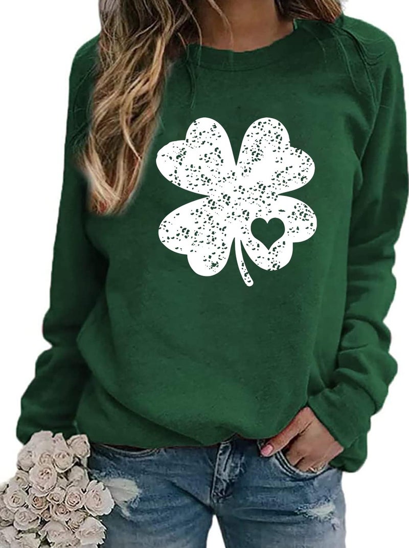 KKG Womens St Patricks Day Sweatshirt Irish Long Sleeve Crew Neck Clover Shirt Cute Outfit Shamrock Saint Patricks Sweater Pullover Tops - Image 1