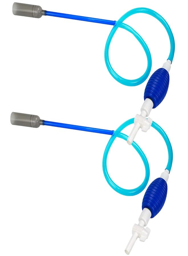 FarBoat 2sets Aquarium Siphon Water Changer Fish Tank Gravel Cleaner with Long Nozzle for Cleaning Changing Water (Blue) - Image 1