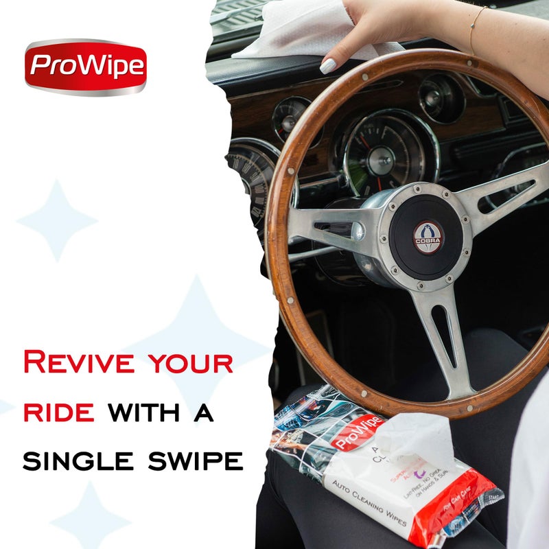 Prowipe Car Cleaning Wipes - Car Interior Cleaner, Dashboard Cleaner, 1x40 Count Residue-Free Wipes for Interior Surfaces, From Dashboard to Leather Seats, Must Have Accessories - Image 2