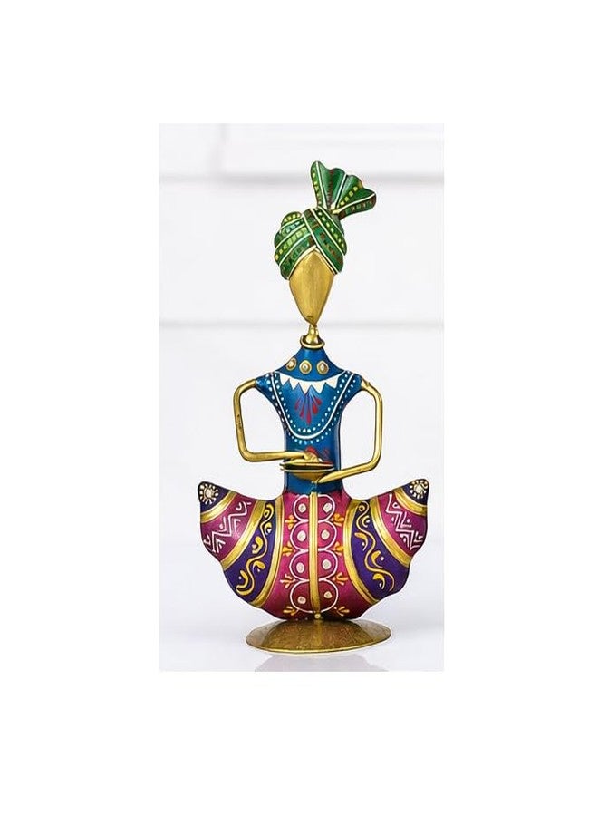 RHEA STORE Sitting Sardar Majira Musician Figurine Handcrafted Rajasthani Showpiece | Single Home Decor Statue for Living Room, Office Desk & Shelf | Decorative Table Item | 16 cm - Image 2