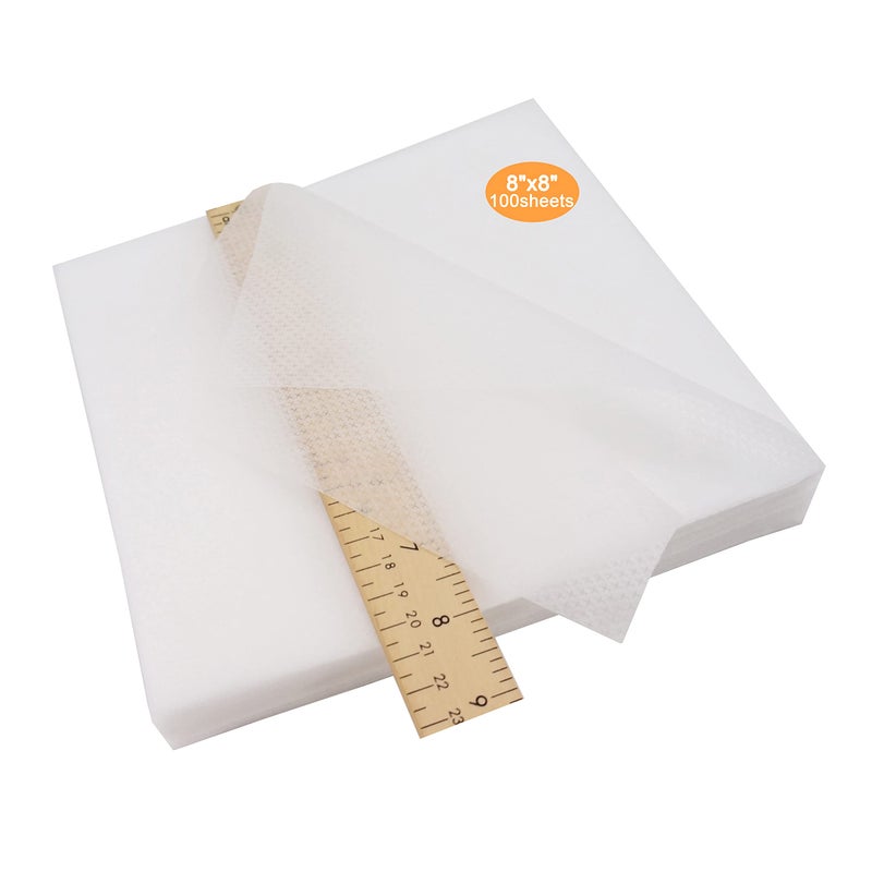 New brothread No Show Mesh Machine Embroidery Stabilizer Backing 8"x8" - 100 Precut Sheets - Light Weight 1.8 oz - Fits 4x4 and 6x6 Hoops - Image 1