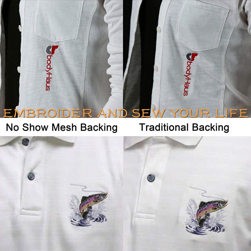New brothread No Show Mesh Machine Embroidery Stabilizer Backing 8"x8" - 100 Precut Sheets - Light Weight 1.8 oz - Fits 4x4 and 6x6 Hoops - Image 5