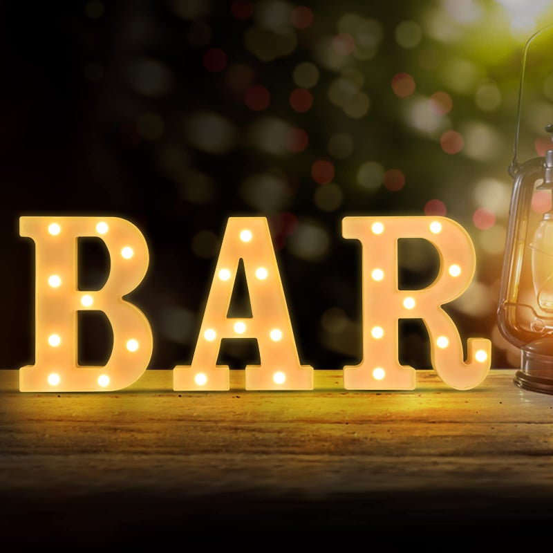 GPUSFAK BAR Marquee Light Up Letters - LED Letter Number Light Sign Decoration for Birthday Home Table Decor White - Image 5
