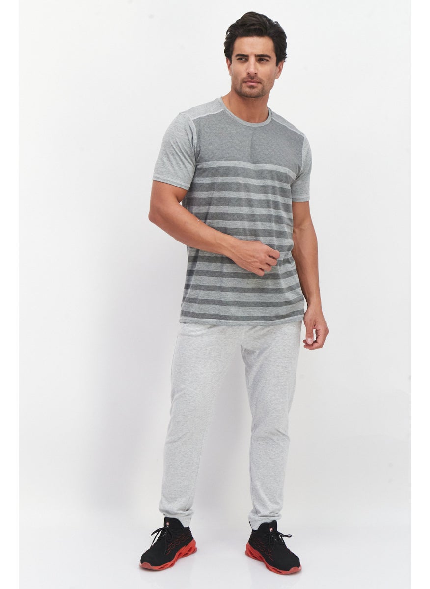 HIND Men Sportswear Fit Short Sleeve Running T-Shirt, Grey Heather  - Image 4
