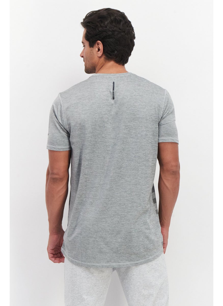 HIND Men Sportswear Fit Short Sleeve Running T-Shirt, Grey Heather  - Image 2
