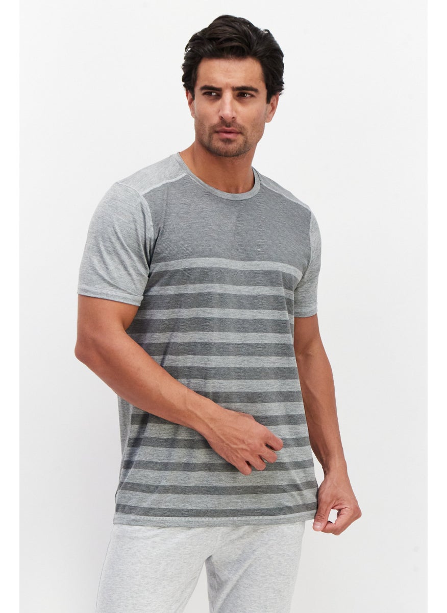 HIND Men Sportswear Fit Short Sleeve Running T-Shirt, Grey Heather  - Image 1