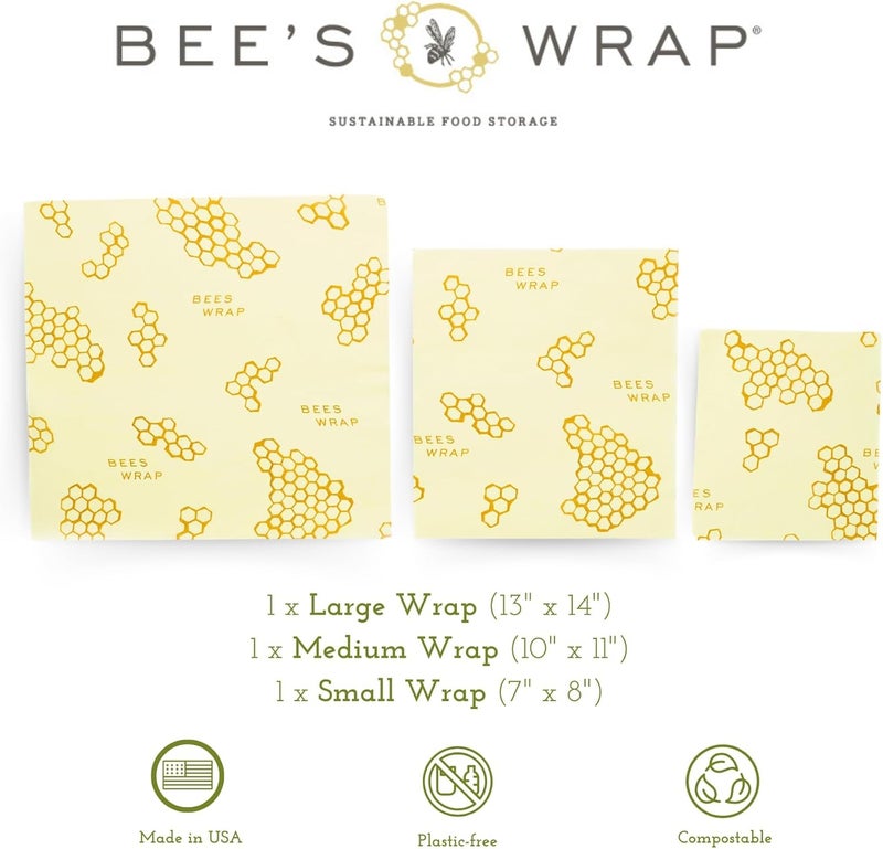 Bee's Wrap Beeswax Wraps for Food - Honeycomb 3 Pack (S, M, L) Made in USA Reusable & Organic Food Wraps, Sandwich Wrap & Bowl Covers - Eco-Friendly Alternative to Aluminum Foil & Plastic Wrap - Image 2