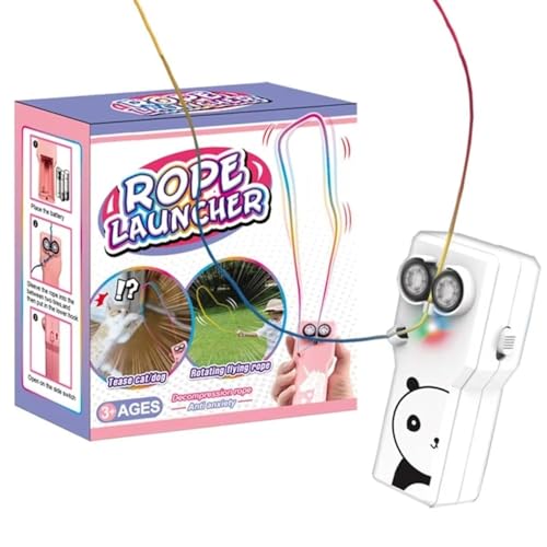 Lefan Game Shooter Flying Glowing KU String in The Air Glow in The Dark String Portable Rope Launcher Fidget Toy Stem Gift for Kids Birthday Christmas Ideal Gift Color May Vary (Gun Rope Launcher) - Image 1