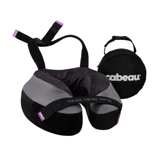 Cabeau Travel Neck Pillow for Airplanes - The Neck's Evolution TNE S3 - Supportive Memory Foam Design for Long Haul Flights with Attachable Seat Straps and 360 Support in Berlin Grey - Image 1
