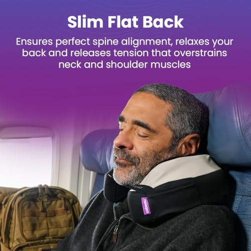 Cabeau Travel Neck Pillow for Airplanes - The Neck's Evolution TNE S3 - Supportive Memory Foam Design for Long Haul Flights with Attachable Seat Straps and 360 Support in Berlin Grey - Image 4