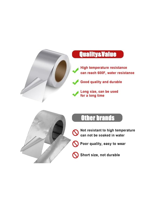 promass Aluminum Foil Duct Tape 5cmHeavy Duty, High Temperature Sealing & Patching, Perfect for HVAC, Air Ducts,Metal Repair, Foamboard, Insulation, Dryer Vent, Ductwork(2PCS) - Image 3
