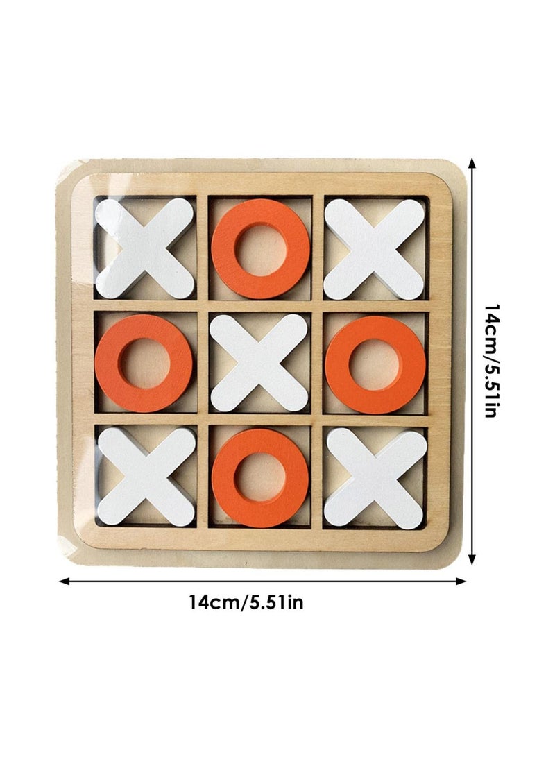 KASTWAVE Tic-Tac-Toe Game Toy, Classic Wooden Checkerboard Educational Family Game Toys Set, Portable Casual Tabletop Game for Adults and Kids, Party Classroom Games White and Orange - Image 5