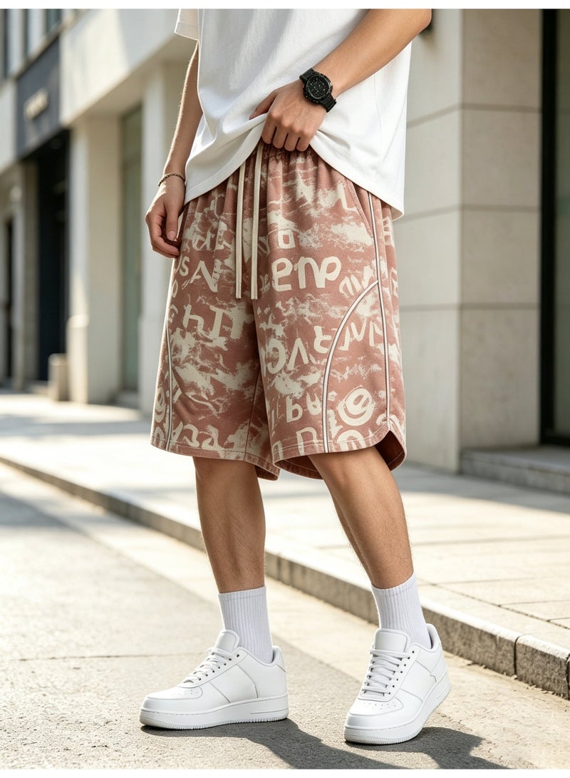 Men's Casual Letter Camouflage Print Loose Fit Polyester Shorts for Summer Daily Wear - Image 2