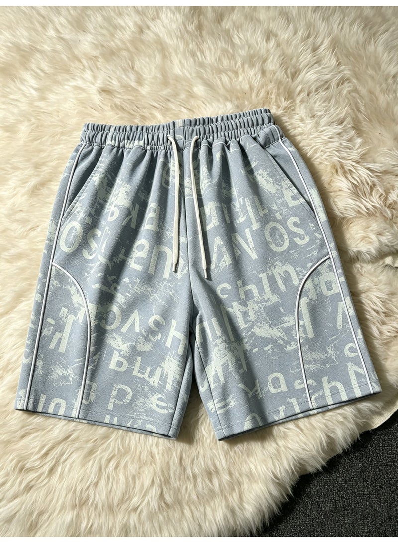 Men's Casual Letter Camouflage Print Loose Fit Polyester Shorts for Summer Daily Wear - Image 5