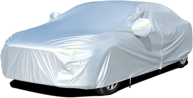Tecoom Light Shell Waterproof UV-Proof Windproof Design Car Cover with Zipper Storage and Lock for All Weather Indoor Outdoor Fit 160-172 Inches Hatchback - Image 1