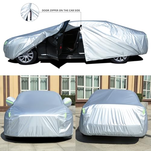 Tecoom Light Shell Waterproof UV-Proof Windproof Design Car Cover with Zipper Storage and Lock for All Weather Indoor Outdoor Fit 160-172 Inches Hatchback - Image 2