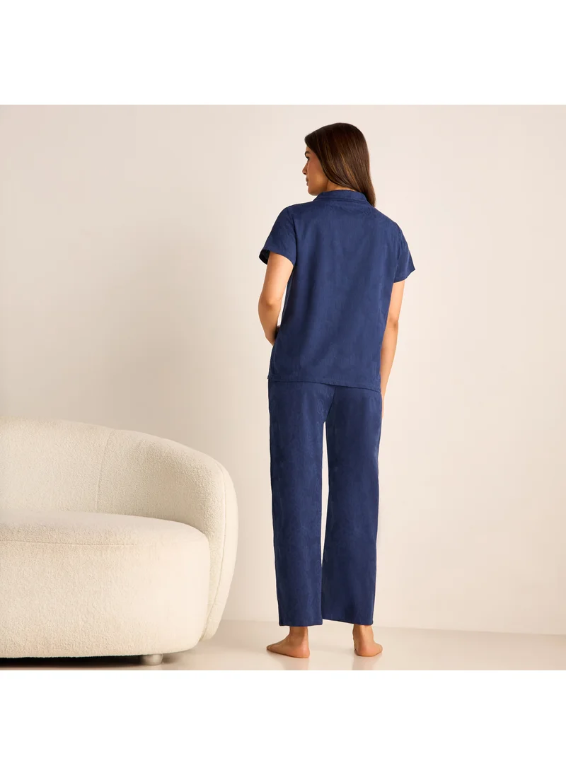 فاف Textured Maternity Shirt and Pyjama Set