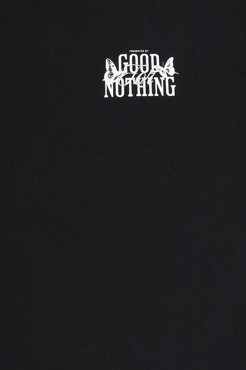GOOD FOR NOTHING Men Crew Neck Short Sleeve Graphic Print T-Shirt, Black - Image 5