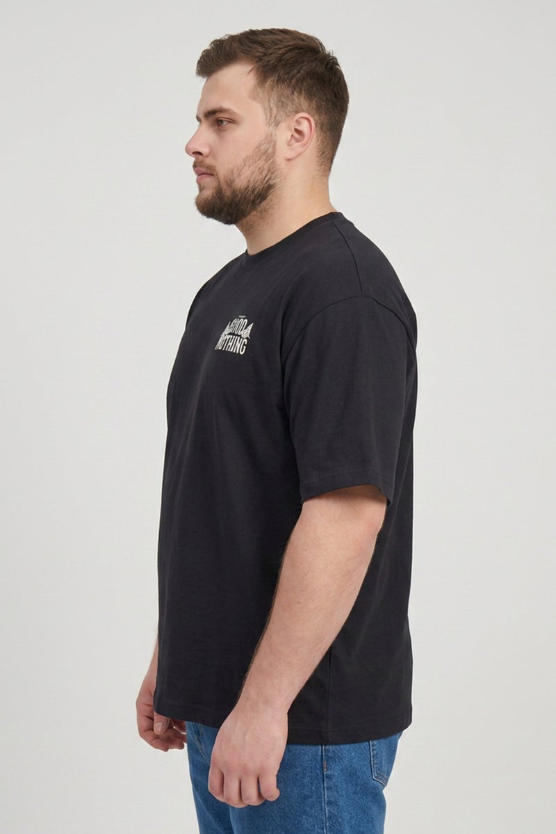 GOOD FOR NOTHING Men Crew Neck Short Sleeve Graphic Print T-Shirt, Black - Image 3