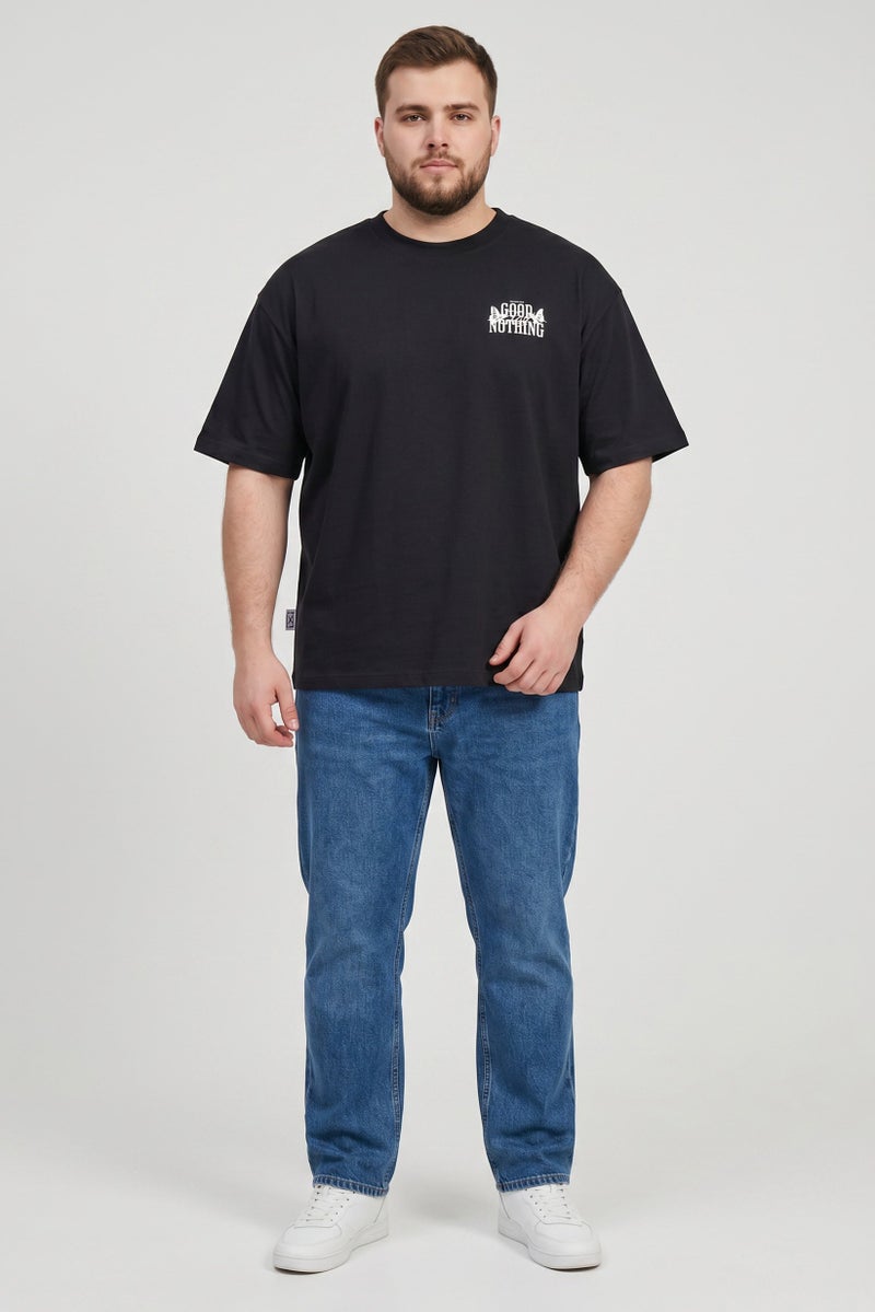 GOOD FOR NOTHING Men Crew Neck Short Sleeve Graphic Print T-Shirt, Black - Image 2
