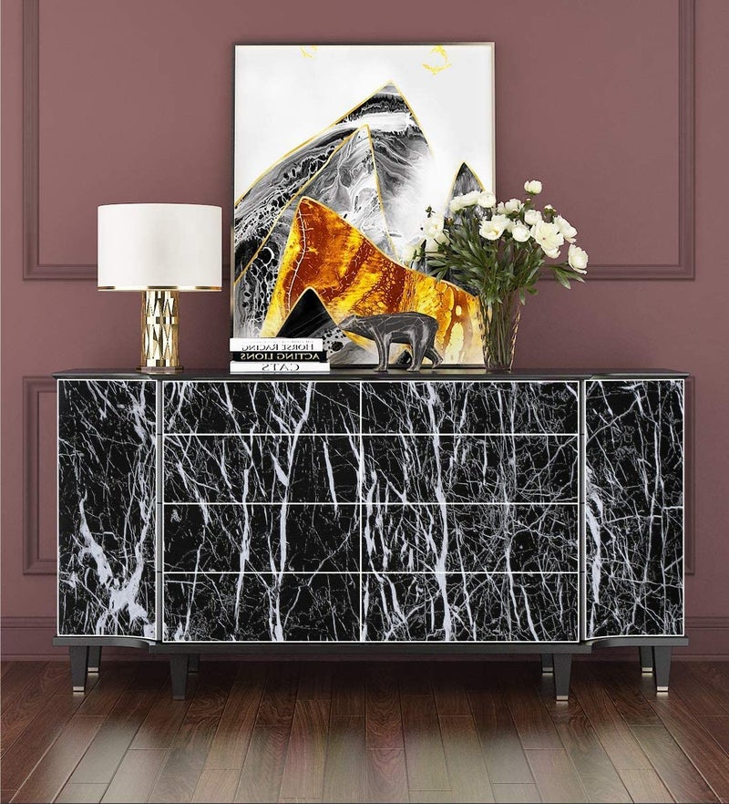 Elton DIY Wall Paper/Wall Sticker Self Adhesive BlackLiving Room Bed Room Decoration Furniture Almirah Table Tops Cabinet Make Over Interior Exterior Easily Removable Black Marble(45x500cm) - Image 4