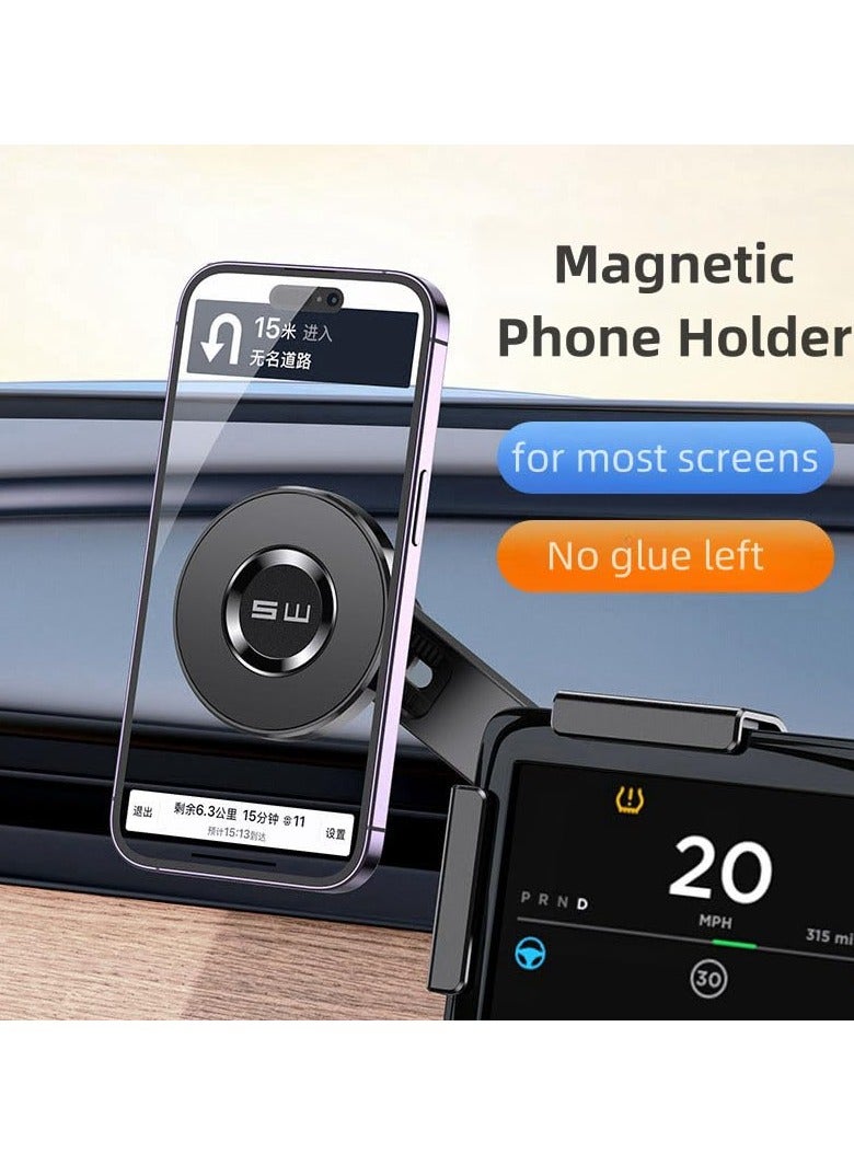 SOLARAE حامل هاتف ، حامل هاتف مغناطيسي عالمي للسيارة لملحقات تسلا موديل 3/Y ، يناسب جميع هواتف آيفون وأندرويد ، مع ملحقات حلقة مغناطيسية ، قابل للتعديل ، حامل سيارة مغناطيسي ماغسيف - Image 2