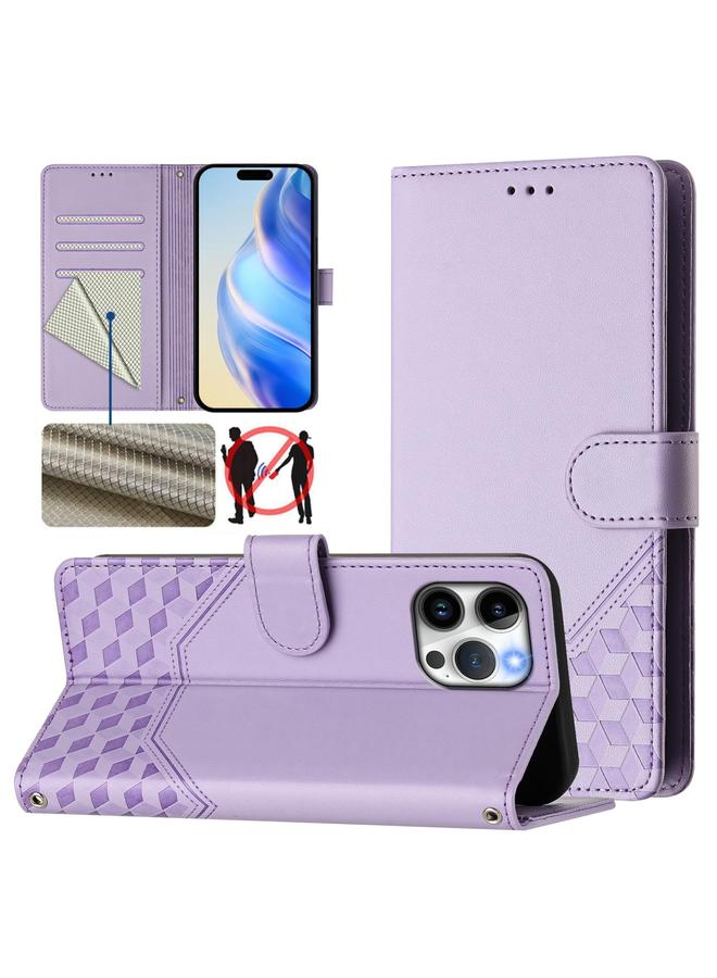 Zaboon Case For iPhone 13 Pro Max Honeycomb Embossing RFID Leather Phone Case - Image 1