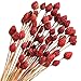 Rtteri 60 Pcs Red Dried Flowers Bouquet Bulk 16" Christmas Mini Billy Ball Flowers Natural Fall Dried Pine Ball Flowers - Image 2