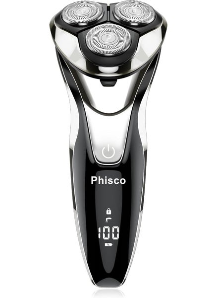 Phisco Electric Razor for Men  Waterproof Face Shaver for Wet Dry Shave Phisco RMS8112 Rechargeable 3D Rotary Shaver Razor for Men with Popup Trimmer 