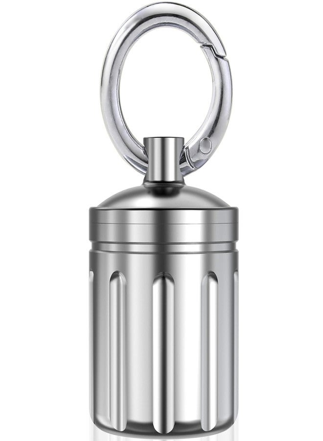 MEECN Waterproof Pill Organizer, Stainless Steel, Keychain, Portable Pill Container Single Chamber Box Outdoor Camping, Size: 1.2 x 1.2 x 1.65 inches - Image 1