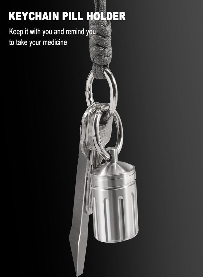 MEECN Waterproof Pill Organizer, Stainless Steel, Keychain, Portable Pill Container Single Chamber Box Outdoor Camping, Size: 1.2 x 1.2 x 1.65 inches - Image 4