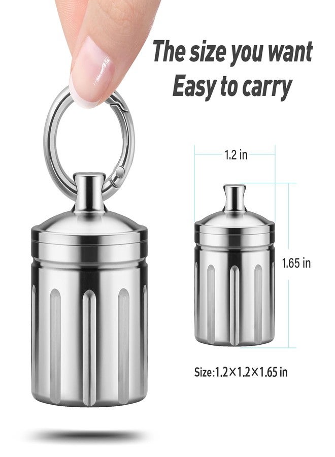 MEECN Waterproof Pill Organizer, Stainless Steel, Keychain, Portable Pill Container Single Chamber Box Outdoor Camping, Size: 1.2 x 1.2 x 1.65 inches - Image 5